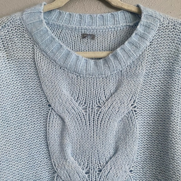 Aerie Womens Sweater Size Small Wool Blend Light Blue Knit Winter Cozy - Picture 2 of 8